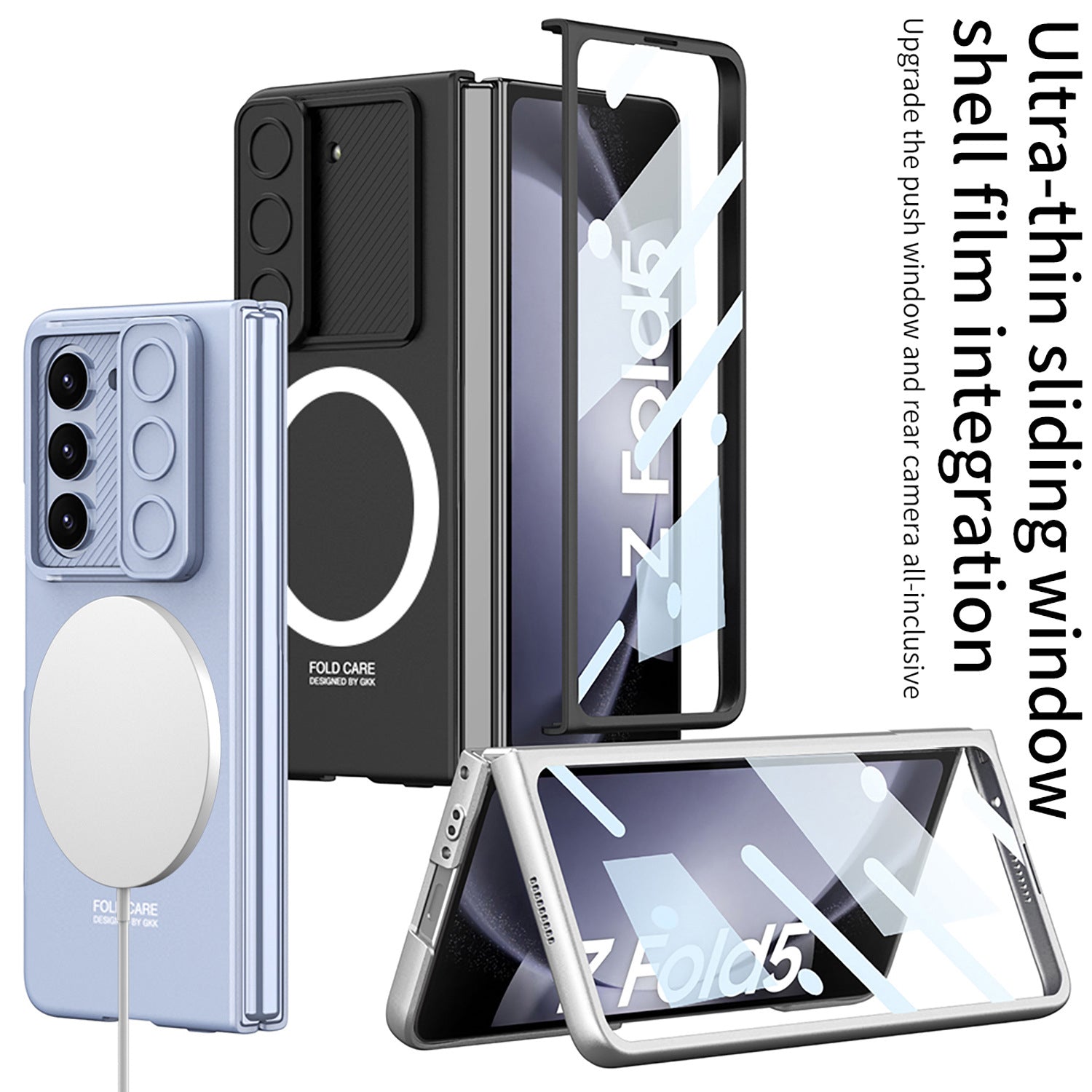 GKK For Samsung Galaxy Z Fold5 5G Case Compatible with MagSafe Camera Slider PC Phone Cover with Screen Film GKK For Samsung Galaxy Z Fold5 5G Case Compatible with MagSafe Camera Slider PC Phone Cover with Screen Film